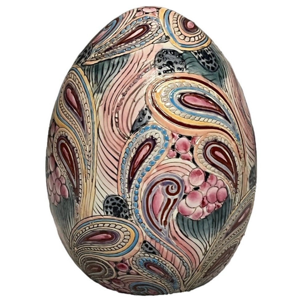 Famille Macau Egg Porcelain Ceramic Figurine Asian Pastel Pasolini Easter Decor